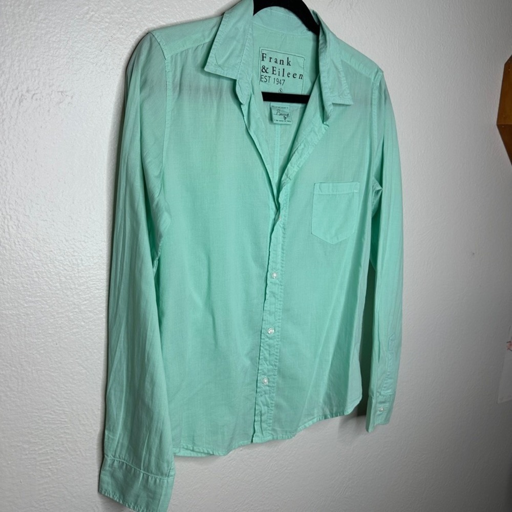 Frank & Eileen Barry Mint Green Cotton Button Up Shirt Womens Small‎ Made in USA - Picture 5 of 7